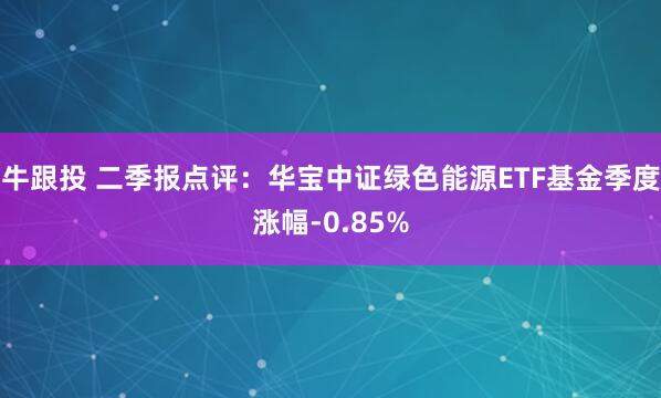 牛跟投 二季报点评：华宝中证绿色能源ETF基金季度涨幅-0.85%