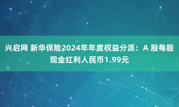 兴启网 新华保险2024年年度权益分派：A 股每股现金红利人民币1.99元